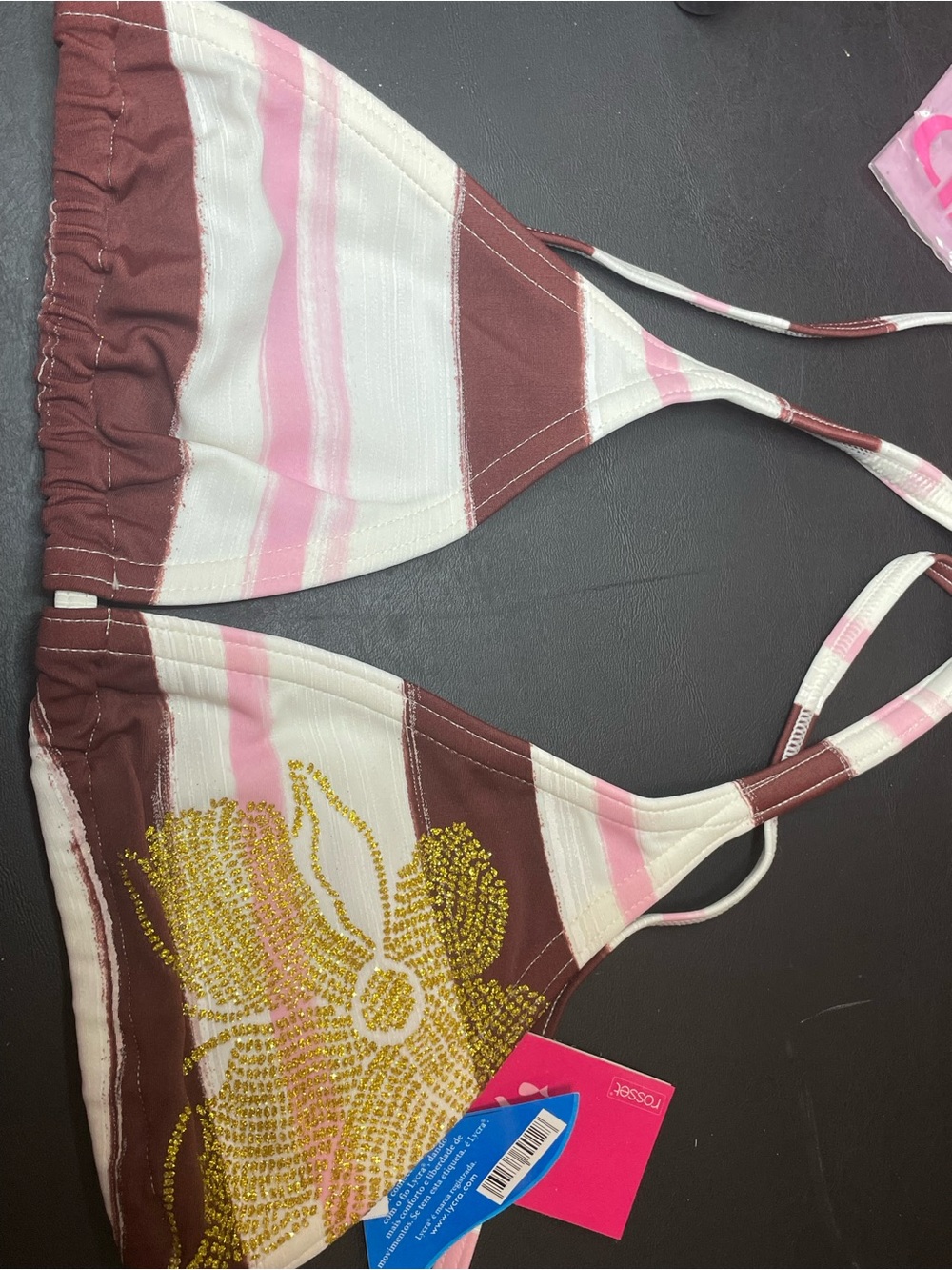 Cia.Marítima Brazilian Bikini Top - Size M - Gold Glitter Detail - NWT